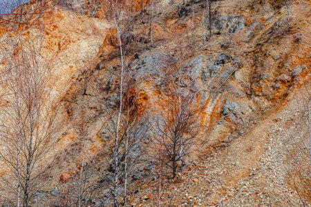 old abandoned copper and gold surface mine in Apuseni mountains, Romania