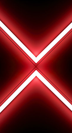 red neon lights in x shape, abstract background, glowing linesの写真素材