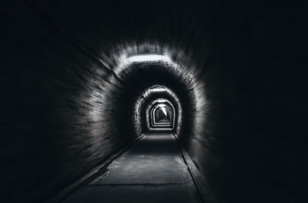 time tunnel, Underground theme park in Turda salt mine, Romaniaの写真素材