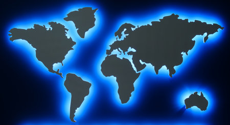 world map with back led lightsの写真素材