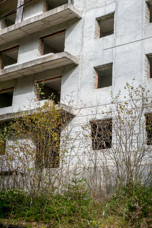 abandoned concrete building with floorsの写真素材