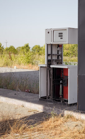 abandoned obsolete petrol fuel gasの写真素材