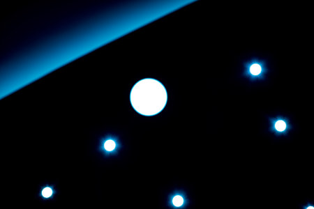 abstract lights on the ceiling in a modern buildingの写真素材