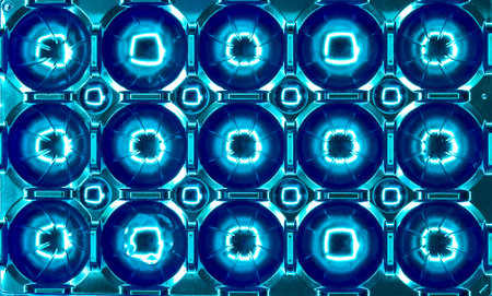 abstract shapes and blue lights
