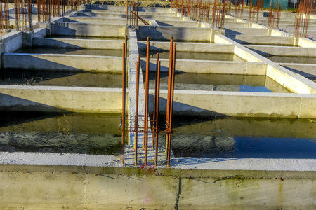 concrete and iron pillars structure abandoned