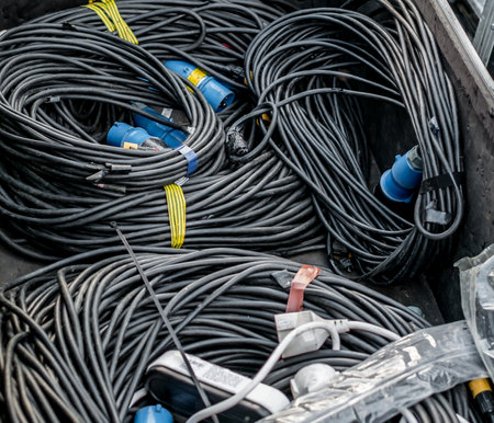 electrical cables coils in the box