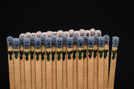 matchsticks with faces painted on the headsの写真素材