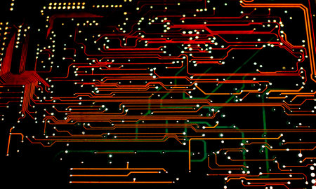 orange printed electronic circuit board