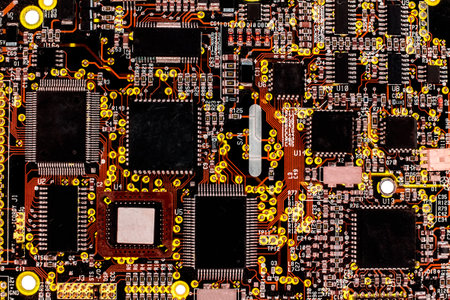 old dusty integrated circuit board