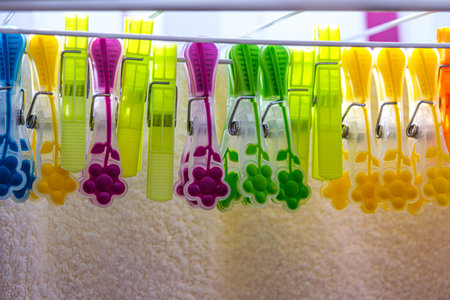 Plastic Clothes Clips Laundry Hooksの写真素材