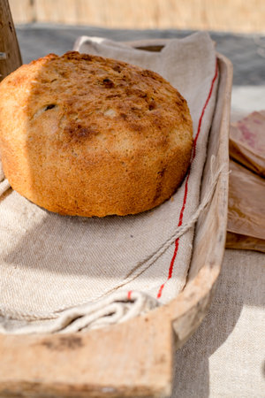 romanian traditional bread at the market stall