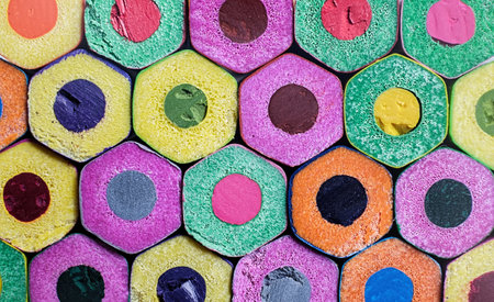 Texture of wooden colored pencilsの写真素材