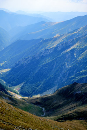 Suny day in  Romanian mountains, Fagaras, Sibiu countyの写真素材