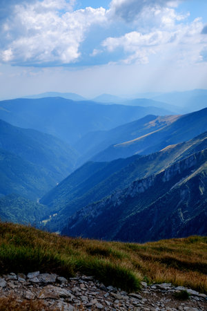 Suny day in  Romanian mountains, Fagaras, Sibiu countyの写真素材