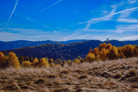 beautiful autumn landscapes in the Romanian mountains, Fantanele village area, Sibiu county, Cindrel...