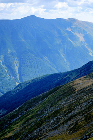 Suny day in  Romanian mountains, Fagaras, Sibiu countyの写真素材