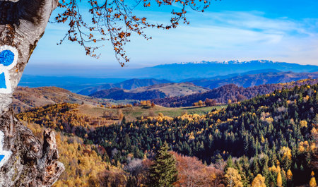 beautiful autumn landscapes in the Romanian mountains, Fantanele village area, Sibiu county, Cindrel...