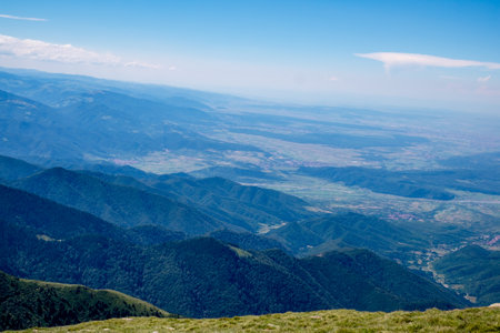 Beautiful view from Fagaras Romanian mountains, Suru peak.の写真素材