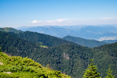 Beautiful view from Fagaras Romanian mountains, Suru peak.の写真素材