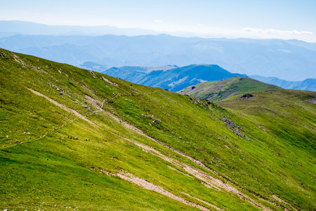 Beautiful view from Fagaras Romanian mountains, Suru peak.の写真素材