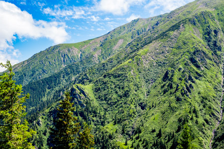 Beautiful view from Fagaras Romanian mountains, Suru peak.の写真素材