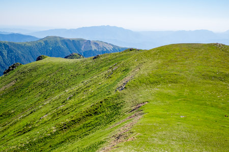 Beautiful view from Fagaras Romanian mountains, Suru peak.の写真素材