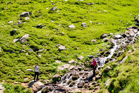 Beautiful view from Fagaras Romanian mountains, Suru peak.の写真素材