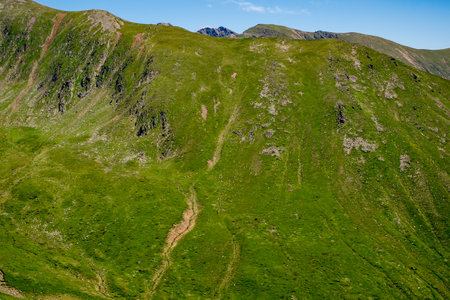 Beautiful view from Fagaras Romanian mountains, Suru peak.の写真素材