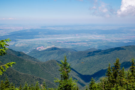 Beautiful view from Fagaras Romanian mountains, Suru peak.の写真素材
