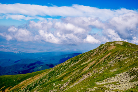 Beautiful view from Fagaras Romanian mountains, Suru peak.の写真素材