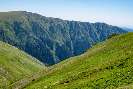 Beautiful view from Fagaras Romanian mountains, Suru peak.の写真素材