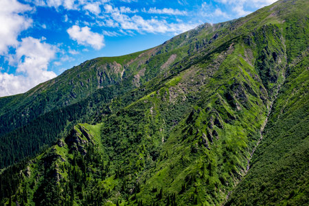 Beautiful view from Fagaras Romanian mountains, Suru peak.の写真素材