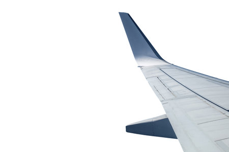 airplane wing on white backgroundの写真素材