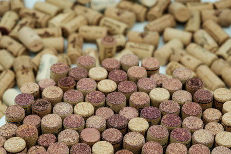Old Used corks plugs on whiteの写真素材