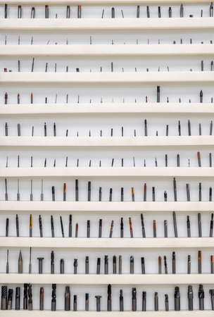 The cutting tool of CNC milling machine ,ball endmill ,radius endmill and flat endmill .The solid endmill tool in the shelf.の写真素材