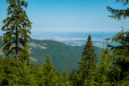 view from Cindrel mountains, Romaniaの写真素材