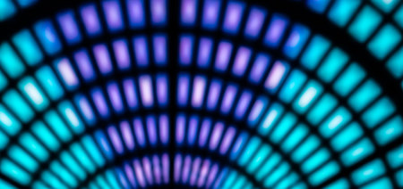 Abstract defocused light trails on the dark background, motion blurの写真素材