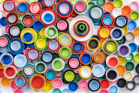Recycled Multicolored Plastic Bottle Capsの写真素材