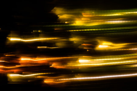 abstract led light trails defocused, motion blurの写真素材