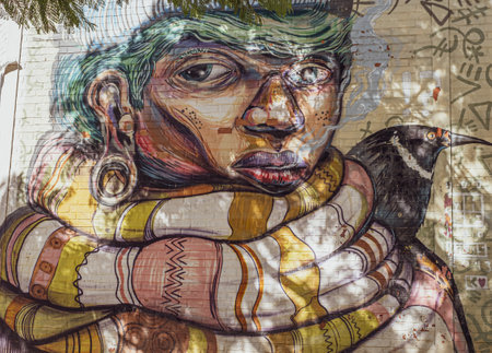 Malaga, Spain - December 02, 2017. Urban street art in Malaga city, Spainの写真素材