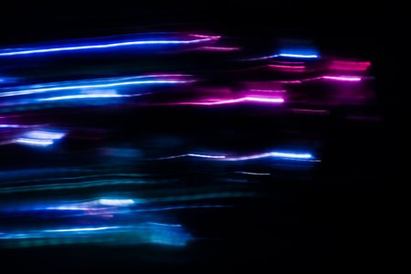 abstract led light trails defocused, motion blurの写真素材