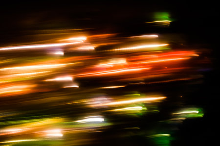 abstract led light trails defocused, motion blurの写真素材