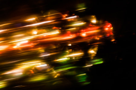 abstract led light trails defocused, motion blurの写真素材