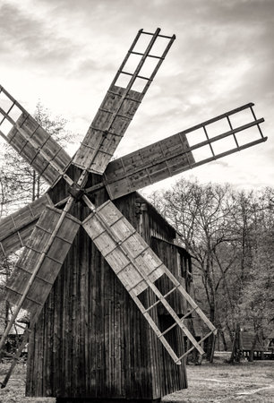 Old authentic traditional wind millの写真素材