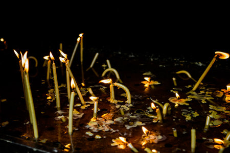 candle holder with candles in the Churchの写真素材