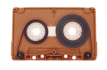 old brown audio cassette tape openの写真素材