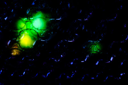 abstract background with green and yellow lights, closeup of photo