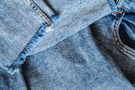 Details from jeans pants with seams and pocketsの写真素材