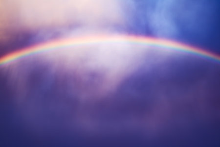 rainbow on the cloudy sky