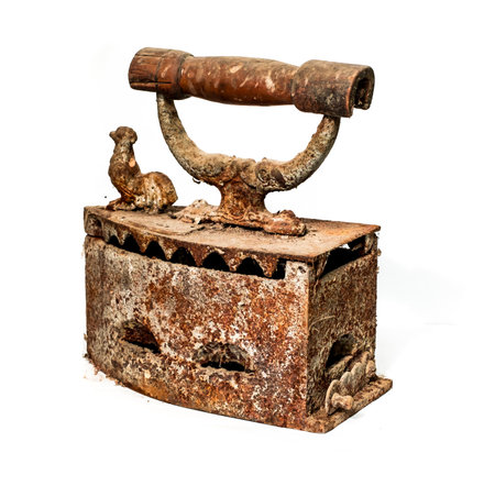 Vintage iron rust covered with dust and cobwebsの写真素材